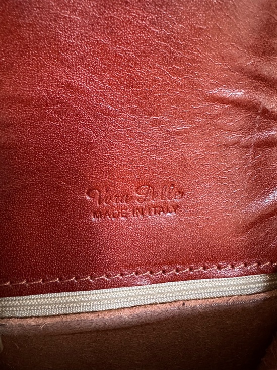 Small Buckle Brown Leather Crossbody Bag. 6” by 7” by 2.5” - Picture 6 of 7